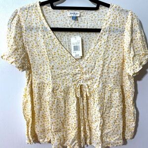 Yarn & Sea blouse shirt top white mustard yellow Sz S.     K-12